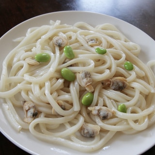 レンジで簡単！あさりのコンソメうどん